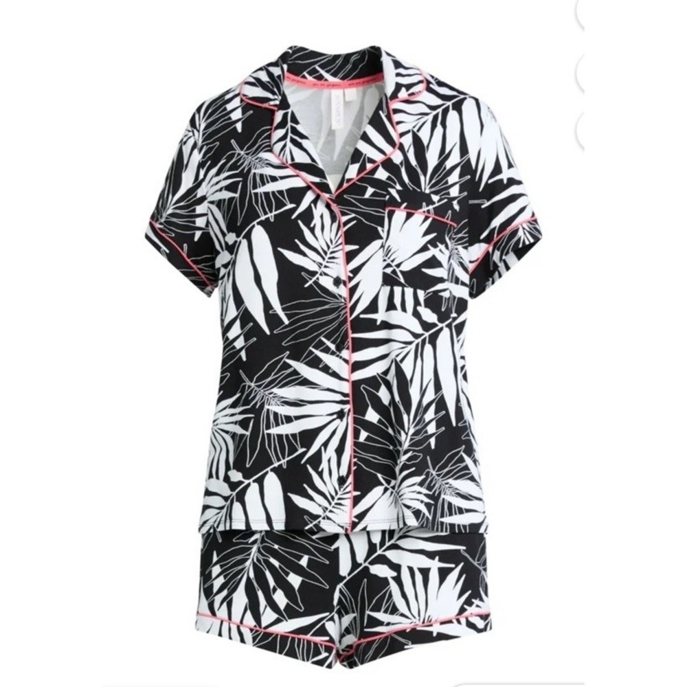 New Joyspun Women's Short Sleeve Collar Top Shorts PJ Set, 2-Piece,Size L(12-14)